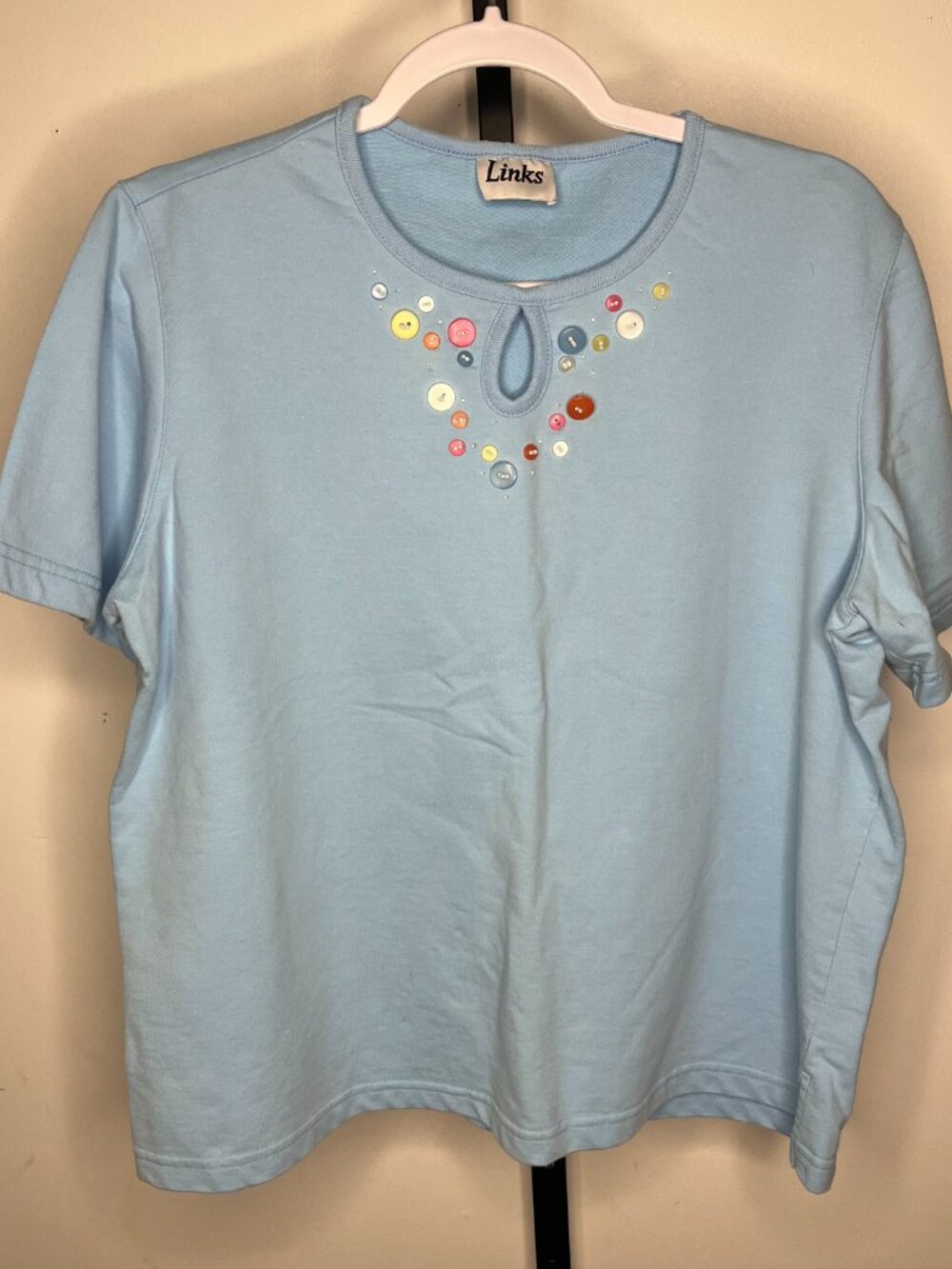 Vintage Links Light Blue Button Detail Shirt Size Large
